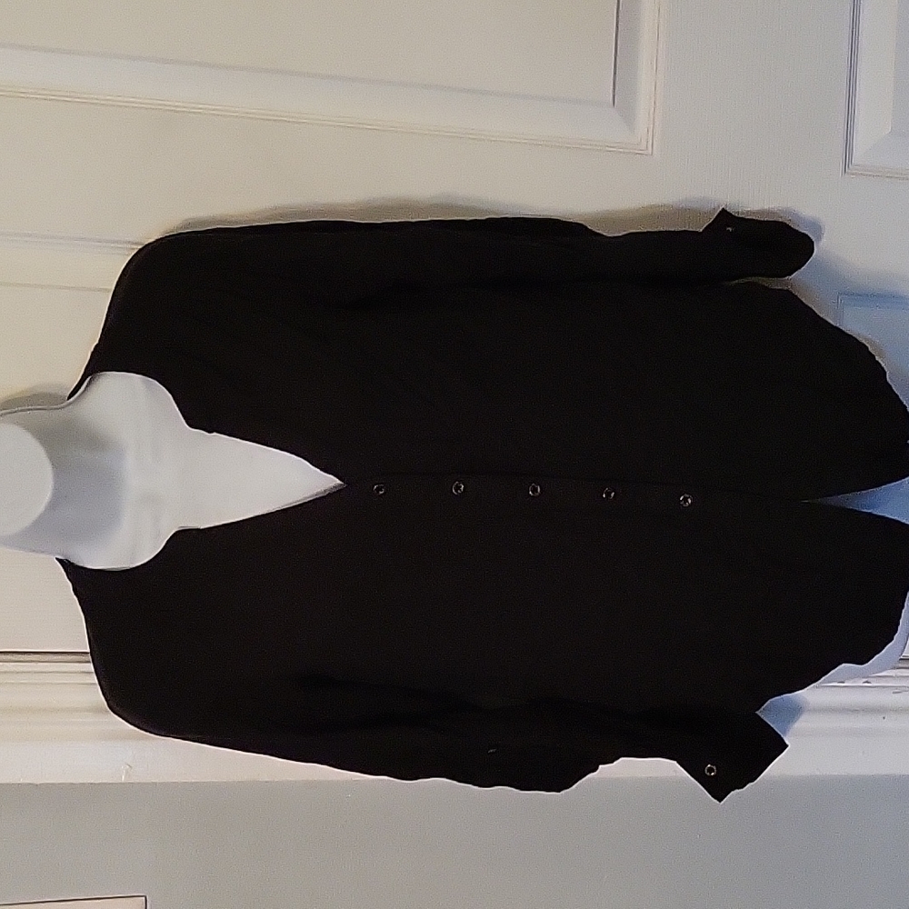 Vintage Candie's Roll Tab Sleeve 100% Rayon One Pocket  V Neck  Button Down Top